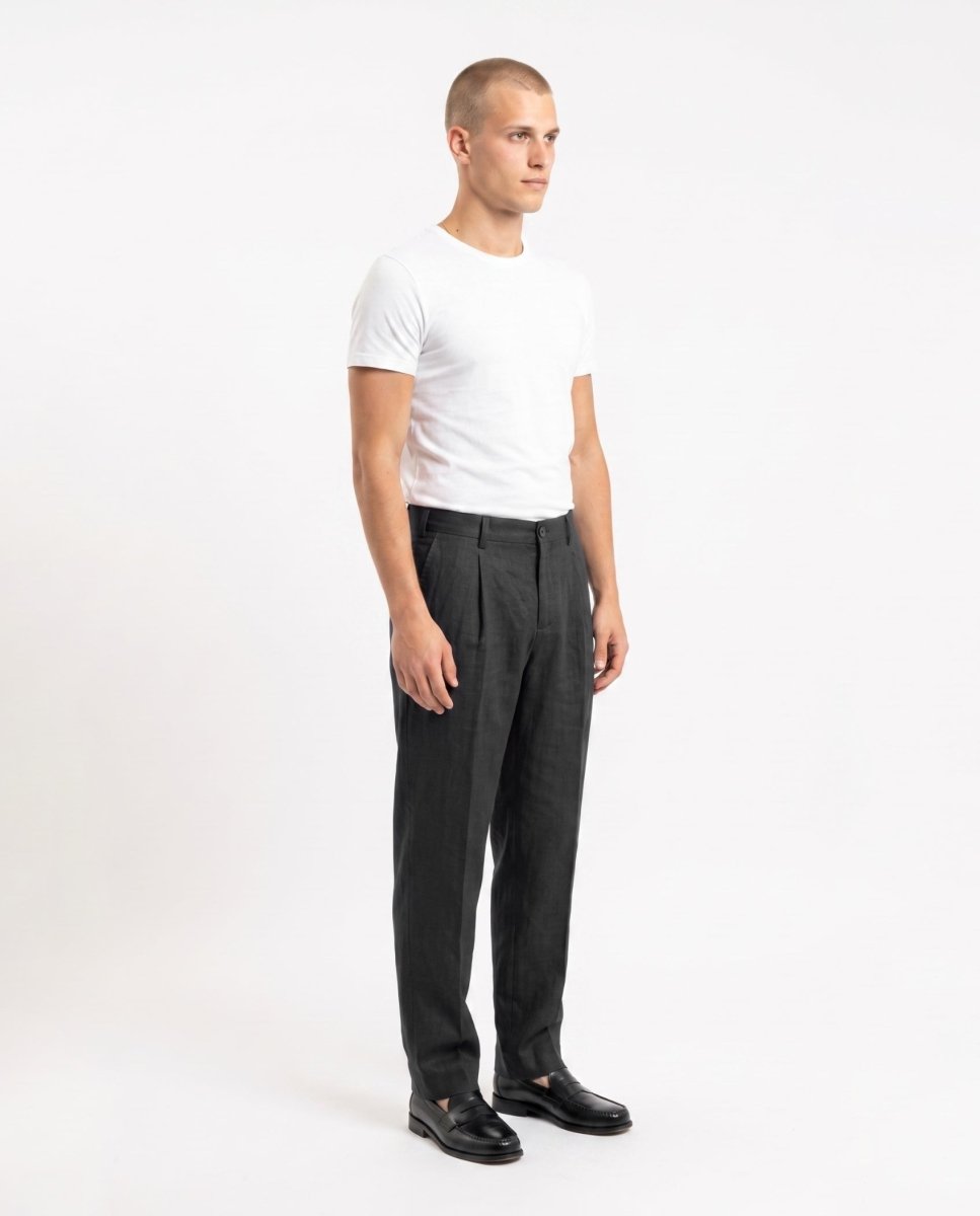 ELEGANT PANT IN LINO BLACK - Benevierre