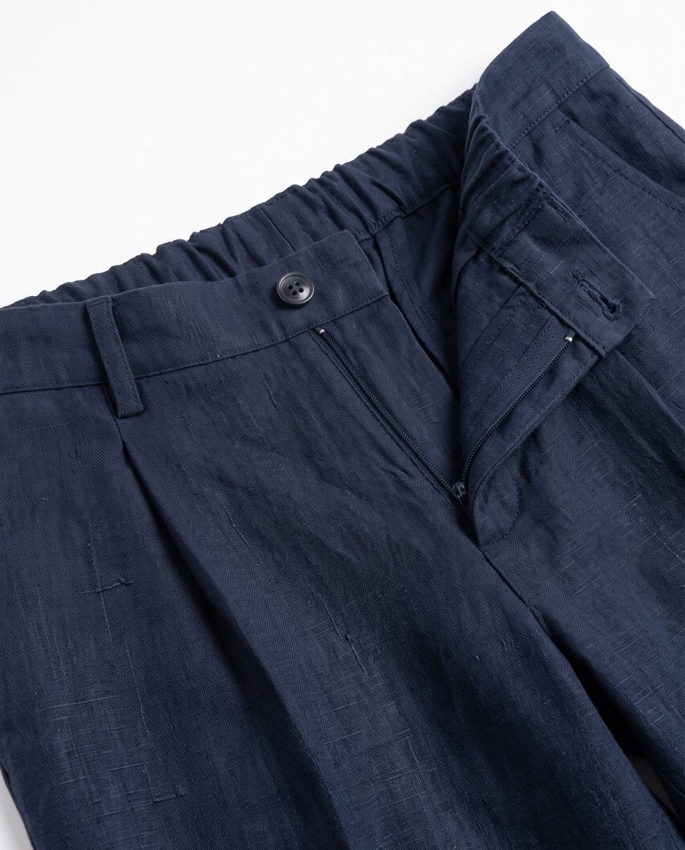 ELEGANT PANT IN LINO BLUE - Benevierre