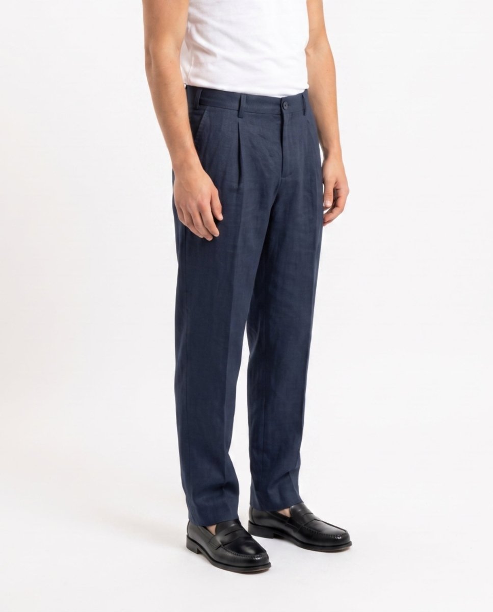 ELEGANT PANT IN LINO BLUE - Benevierre