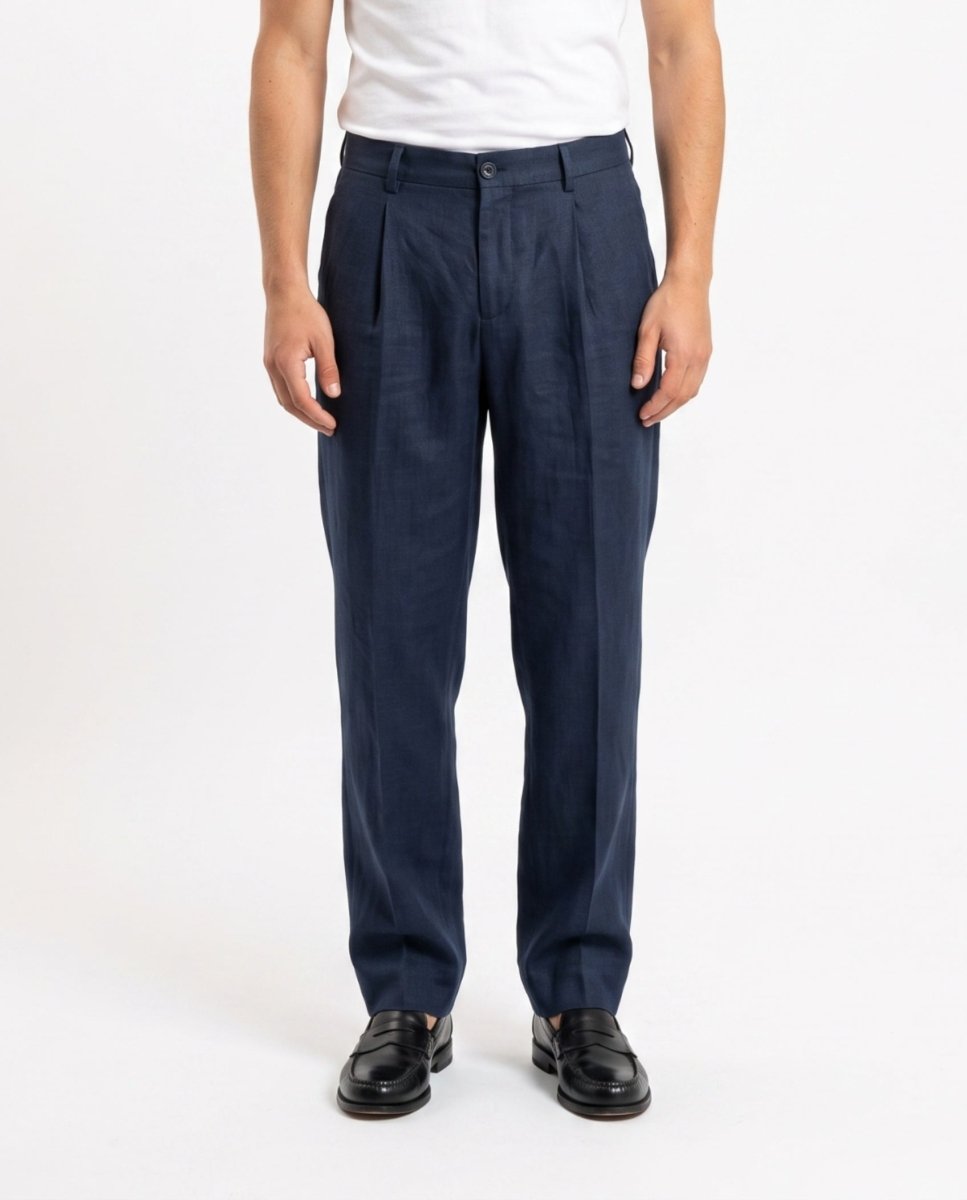 ELEGANT PANT IN LINO BLUE - Benevierre
