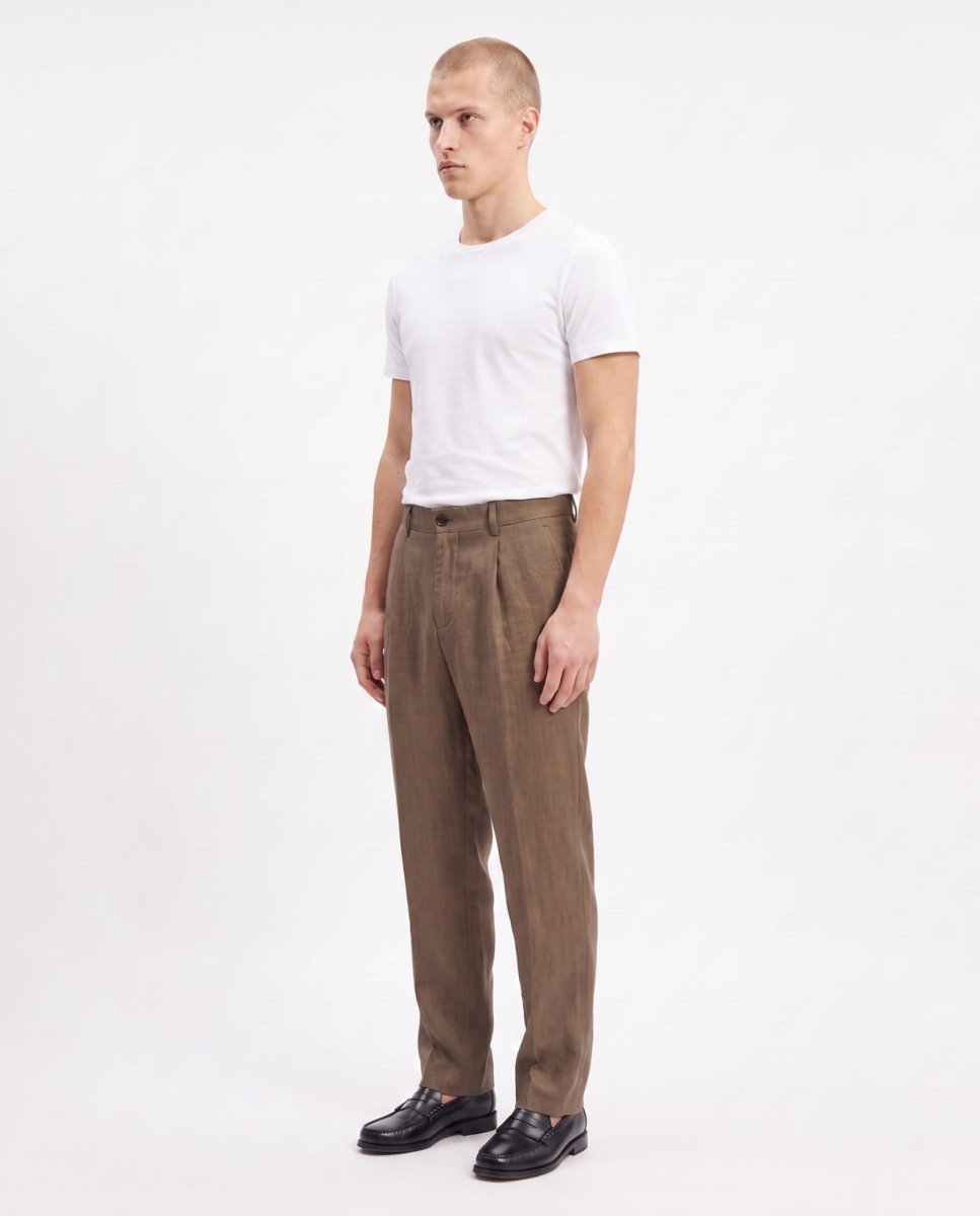 ELEGANT PANT IN LINO BROWN - Benevierre