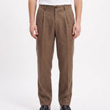 ELEGANT PANT IN LINO BROWN - Benevierre