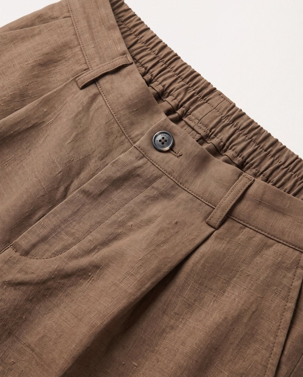 ELEGANT PANT IN LINO BROWN - Benevierre