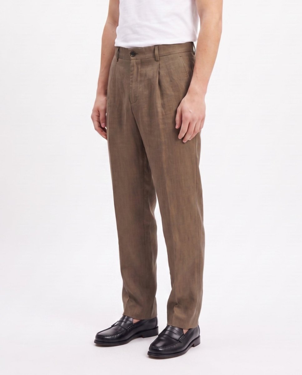 ELEGANT PANT IN LINO BROWN - Benevierre