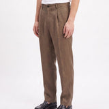 ELEGANT PANT IN LINO BROWN - Benevierre