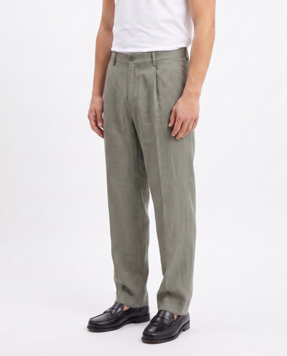 ELEGANT PANT IN LINO GREEN - Benevierre