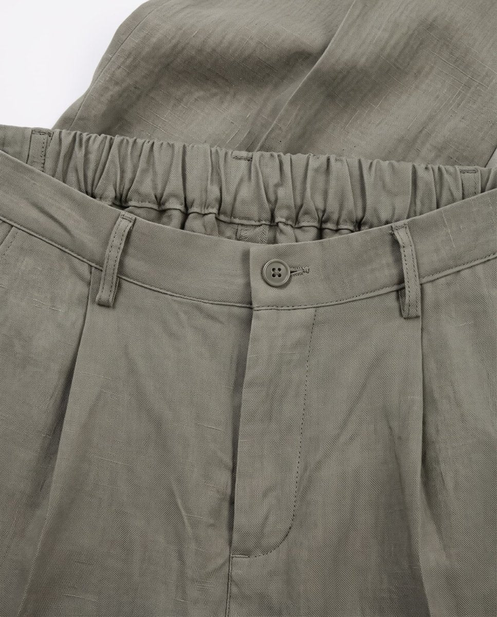 ELEGANT PANT IN LINO GREEN - Benevierre