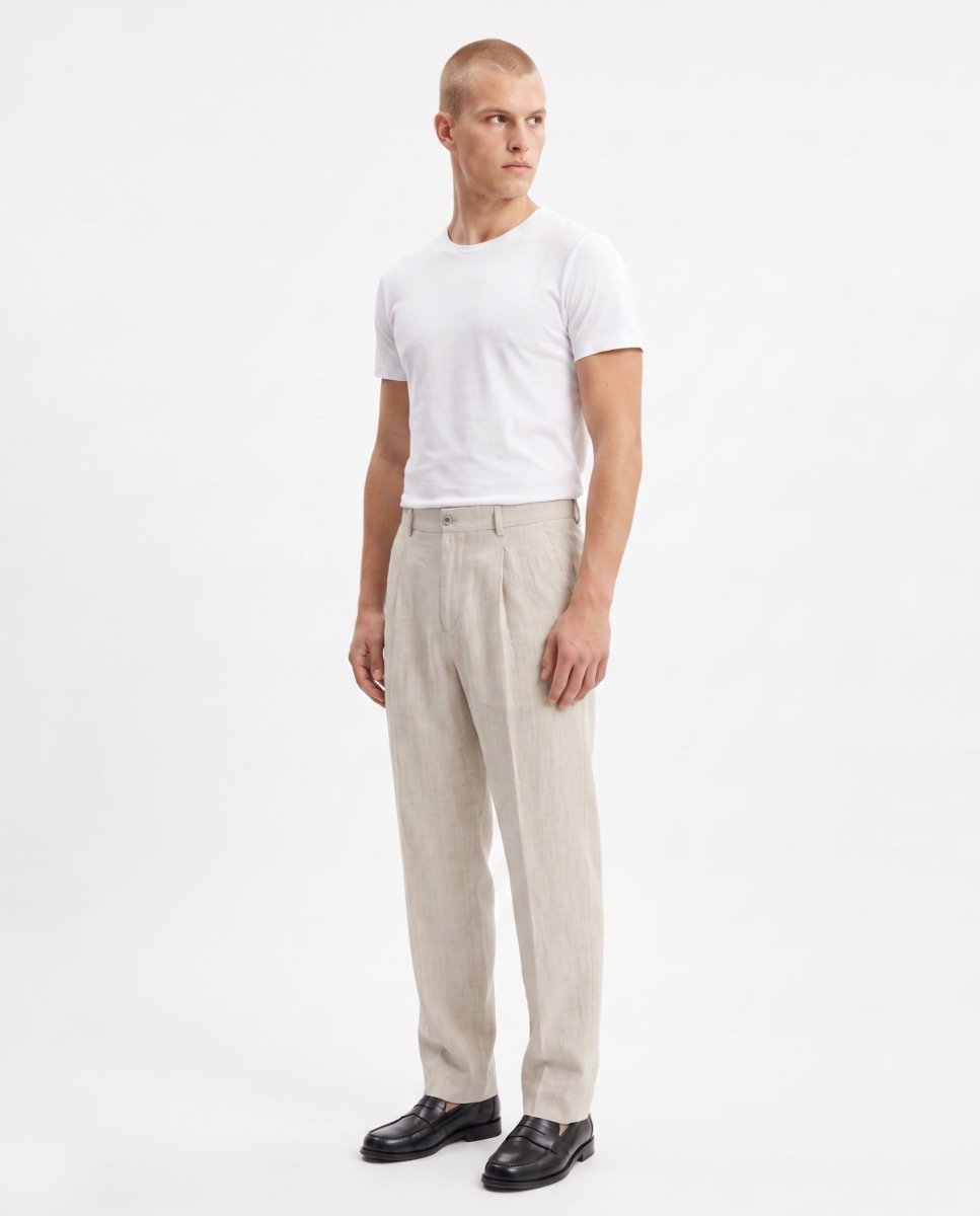 ELEGANT PANT IN LINO WHITE - Benevierre
