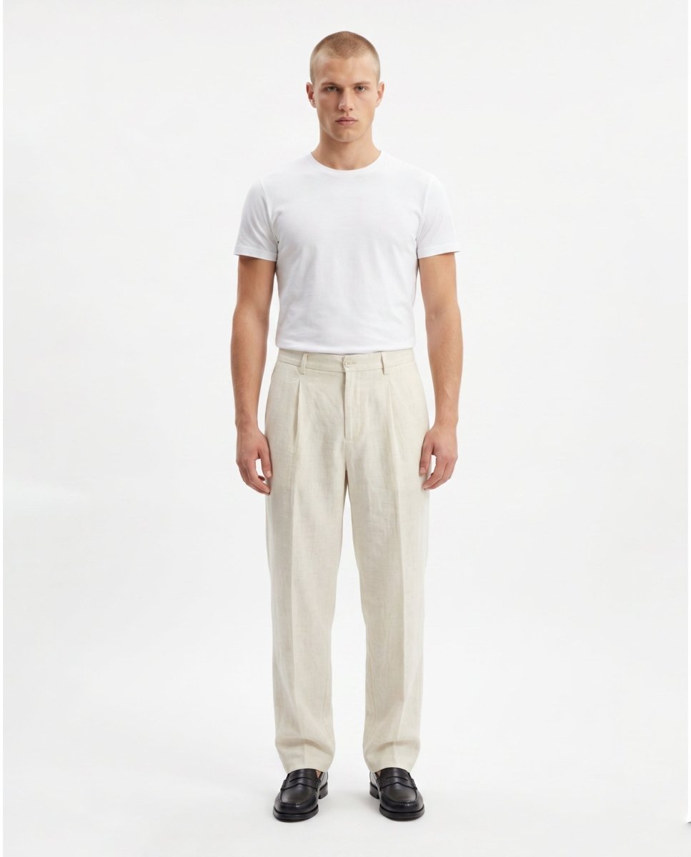 ELEGANT PANT IN LINO WHITE - Benevierre