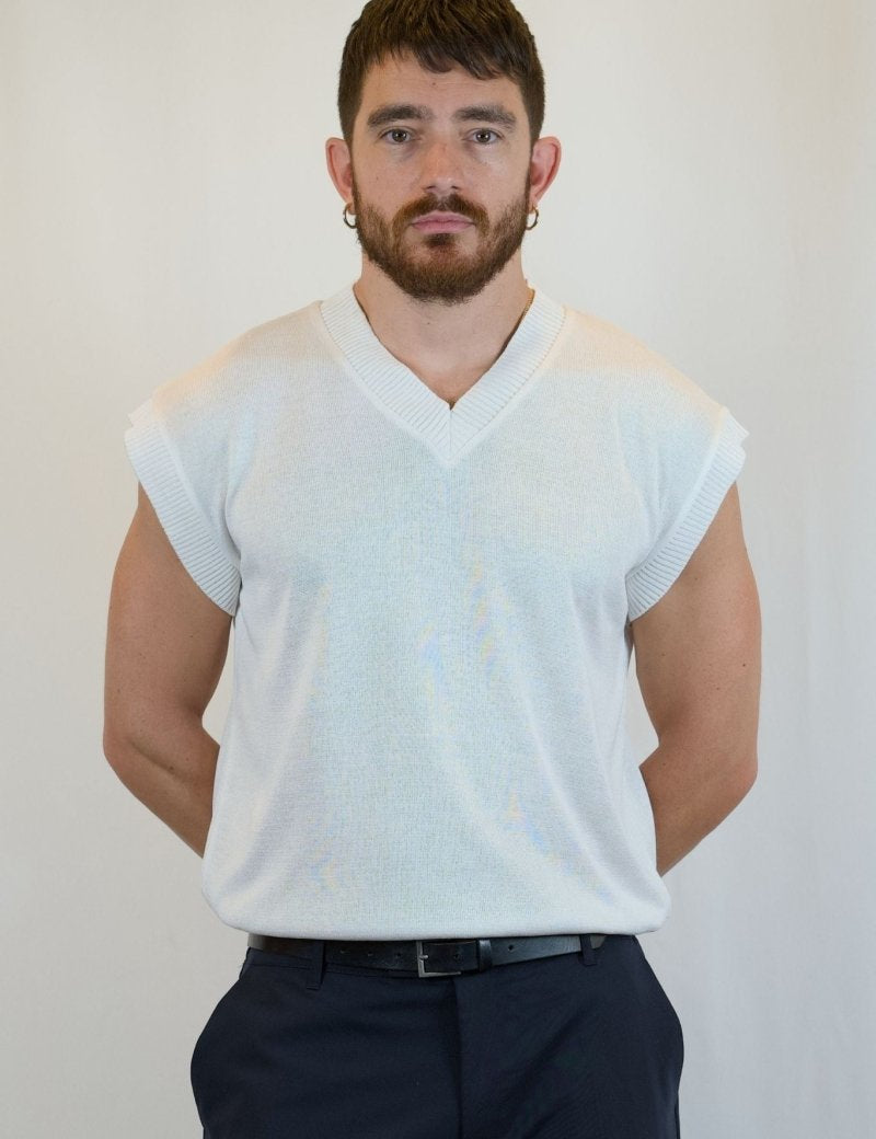GILET IN MAGLIA BIANCO - Benevierre