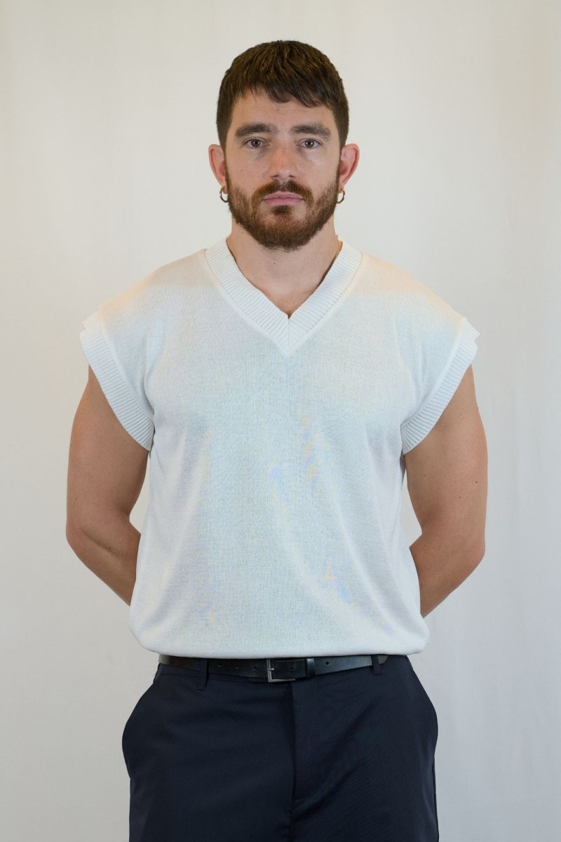 GILET IN MAGLIA BIANCO - Benevierre