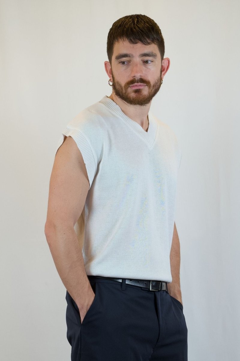 GILET IN MAGLIA BIANCO - Benevierre