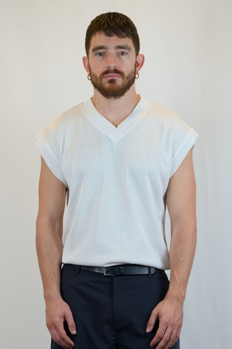 GILET IN MAGLIA BIANCO - Benevierre