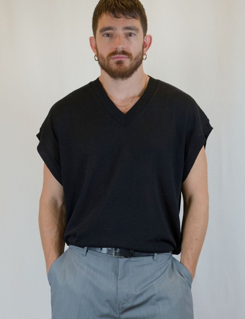 GILET IN MAGLIA NERO - Benevierre