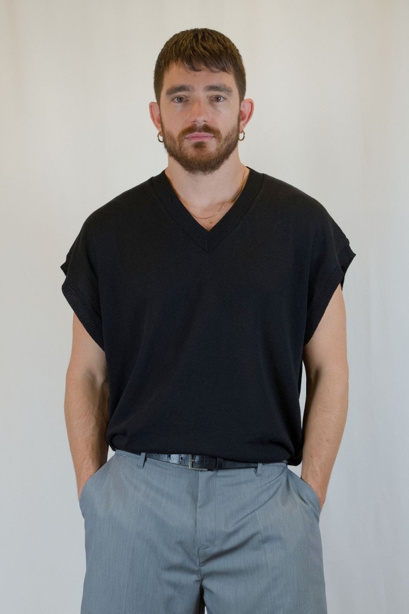 GILET IN MAGLIA NERO - Benevierre
