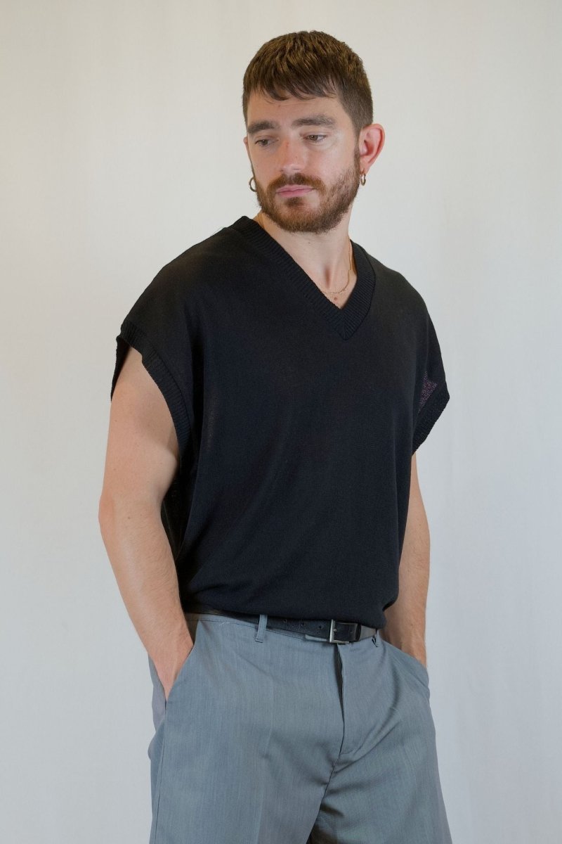 GILET IN MAGLIA NERO - Benevierre