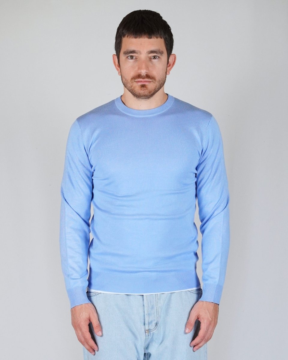 GIROCOLLO IN MAGLIA AZZURRO - Benevierre