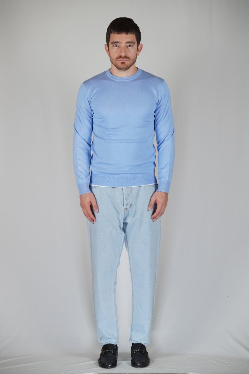 GIROCOLLO IN MAGLIA AZZURRO - Benevierre