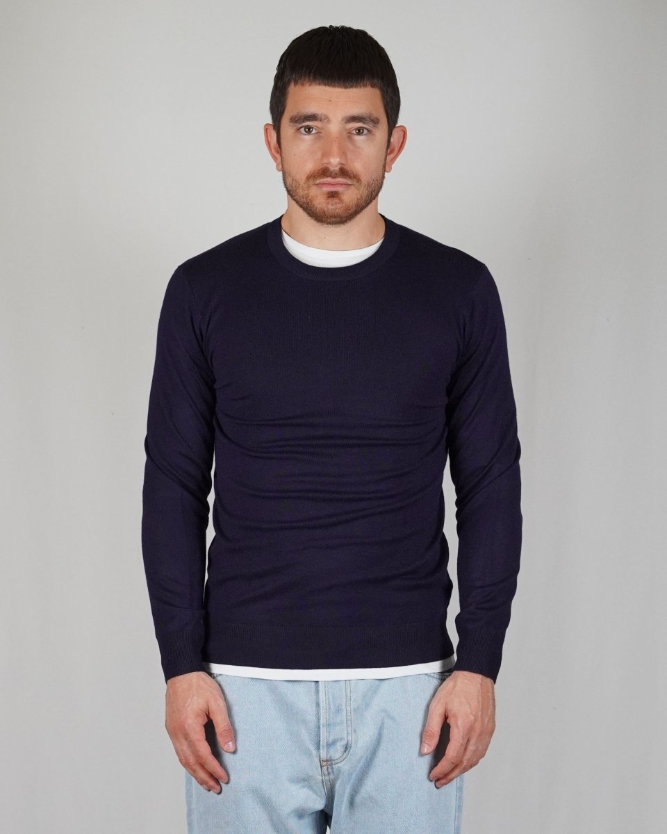 GIROCOLLO IN MAGLIA BLU - Benevierre
