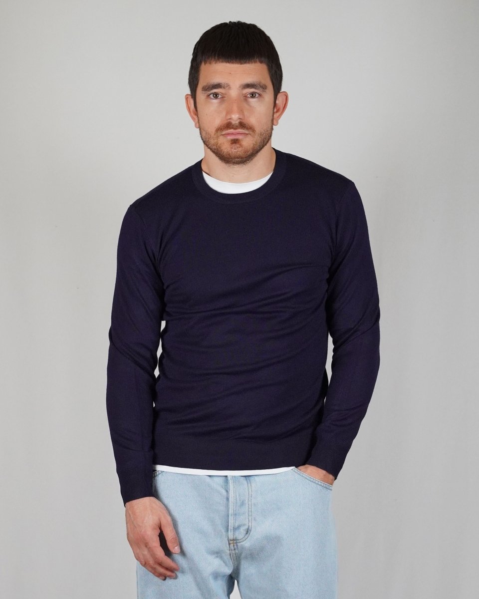 GIROCOLLO IN MAGLIA BLU - Benevierre