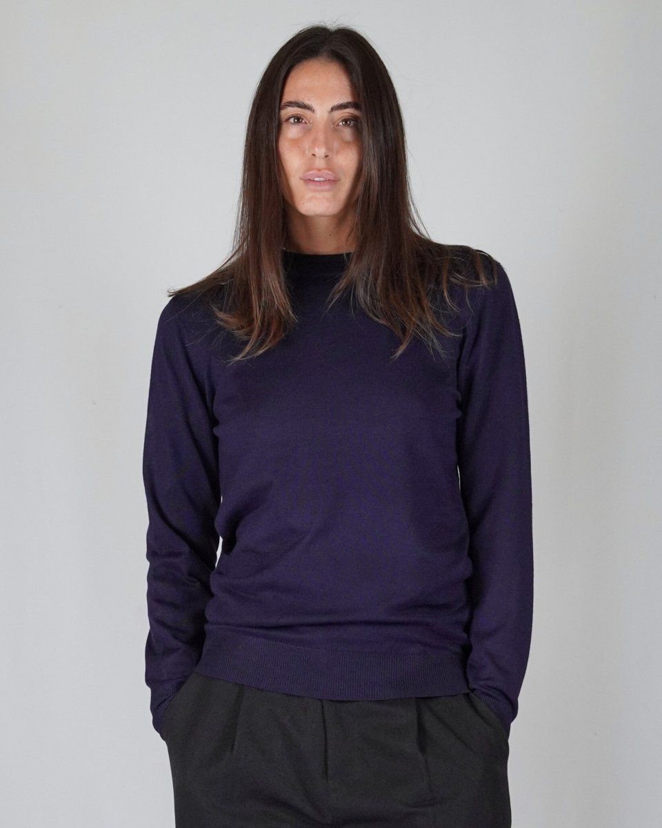 GIROCOLLO IN MAGLIA BLU - Benevierre
