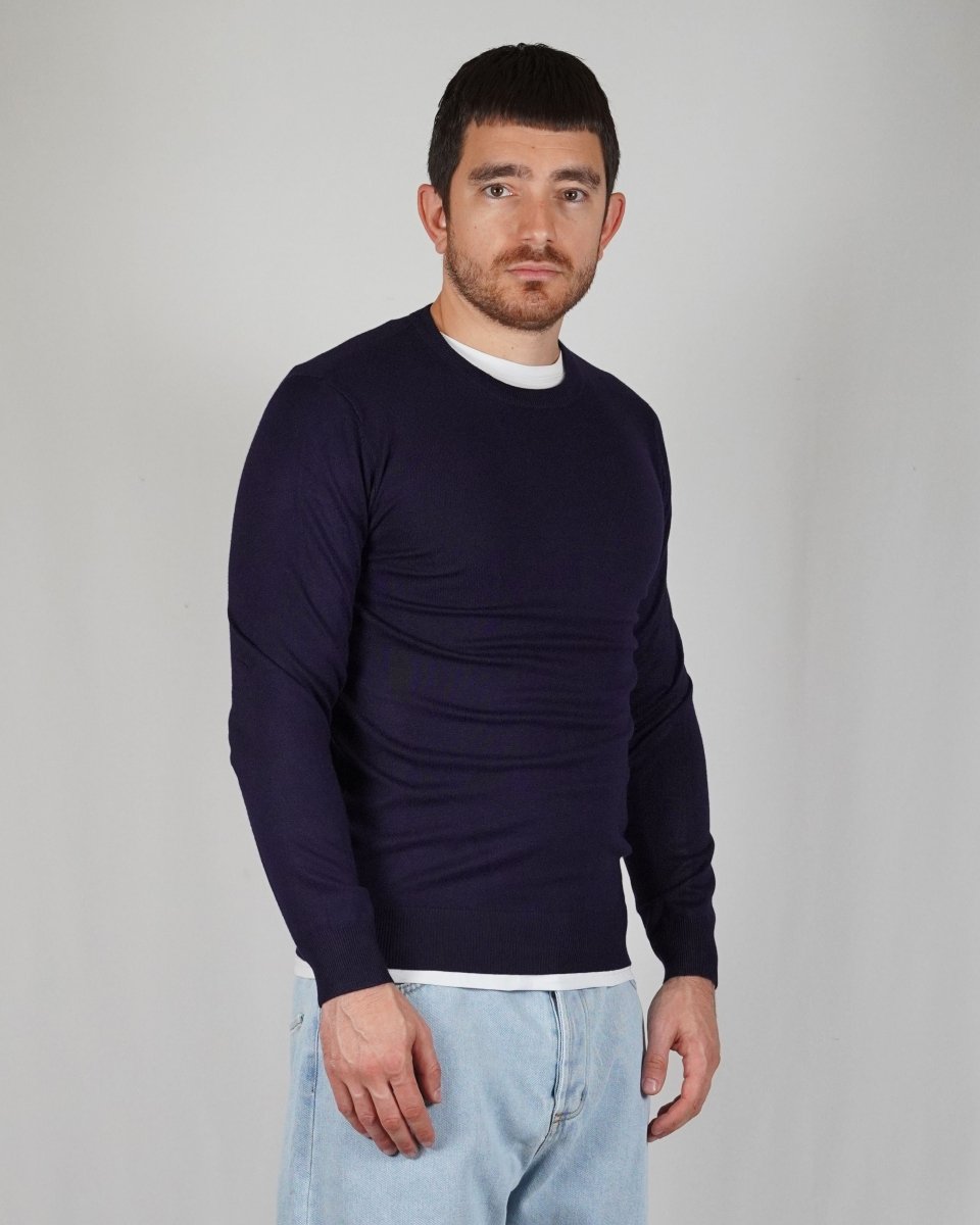 GIROCOLLO IN MAGLIA BLU - Benevierre