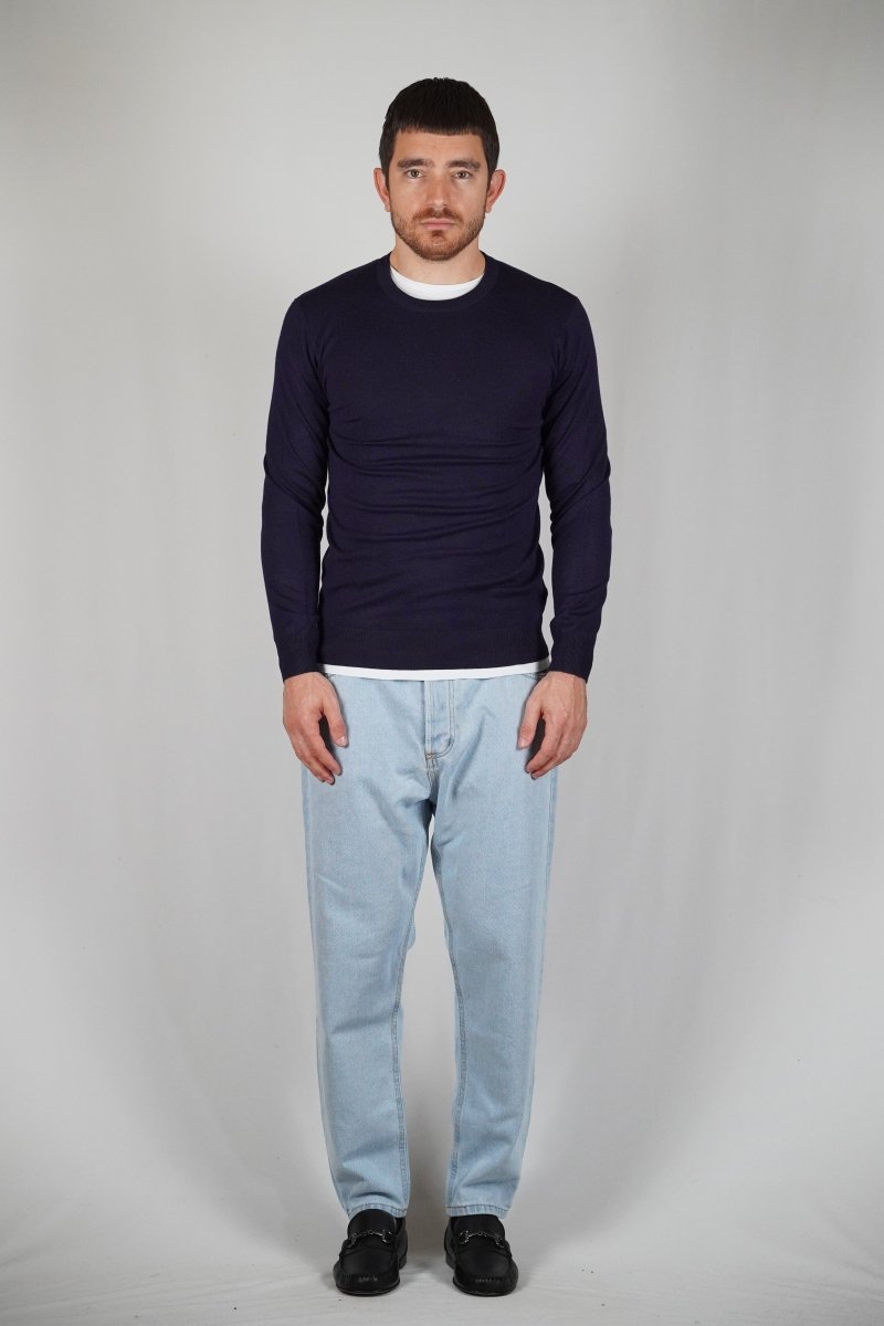 GIROCOLLO IN MAGLIA BLU - Benevierre
