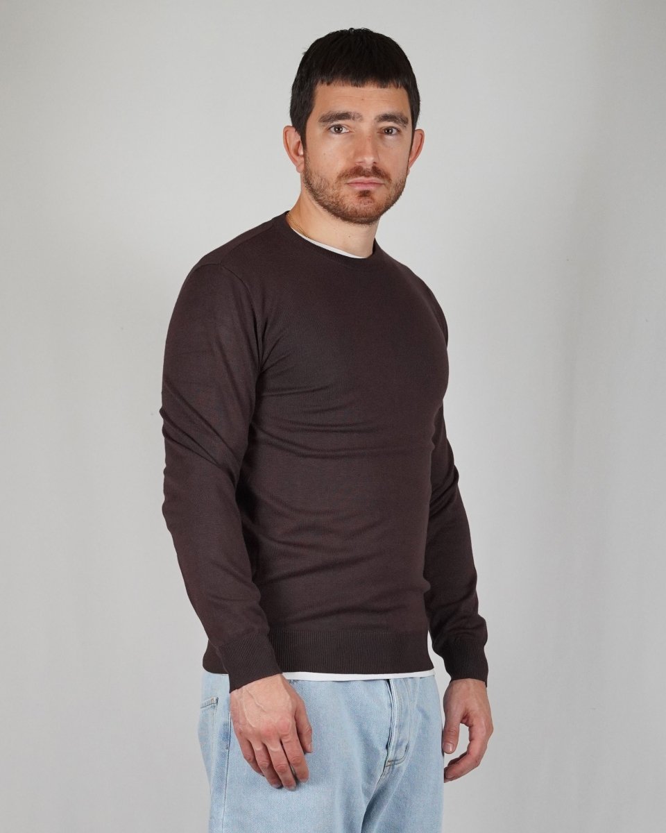 GIROCOLLO IN MAGLIA BROWN - Benevierre