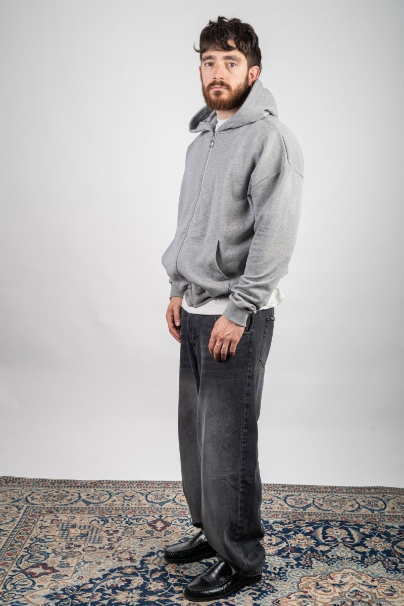 GREY ZIP HOODIE - Benevierre
