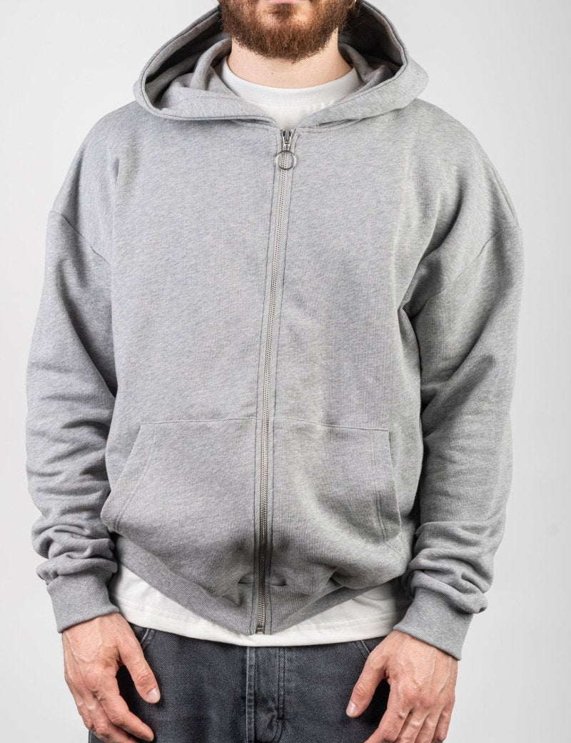 GREY ZIP HOODIE - Benevierre