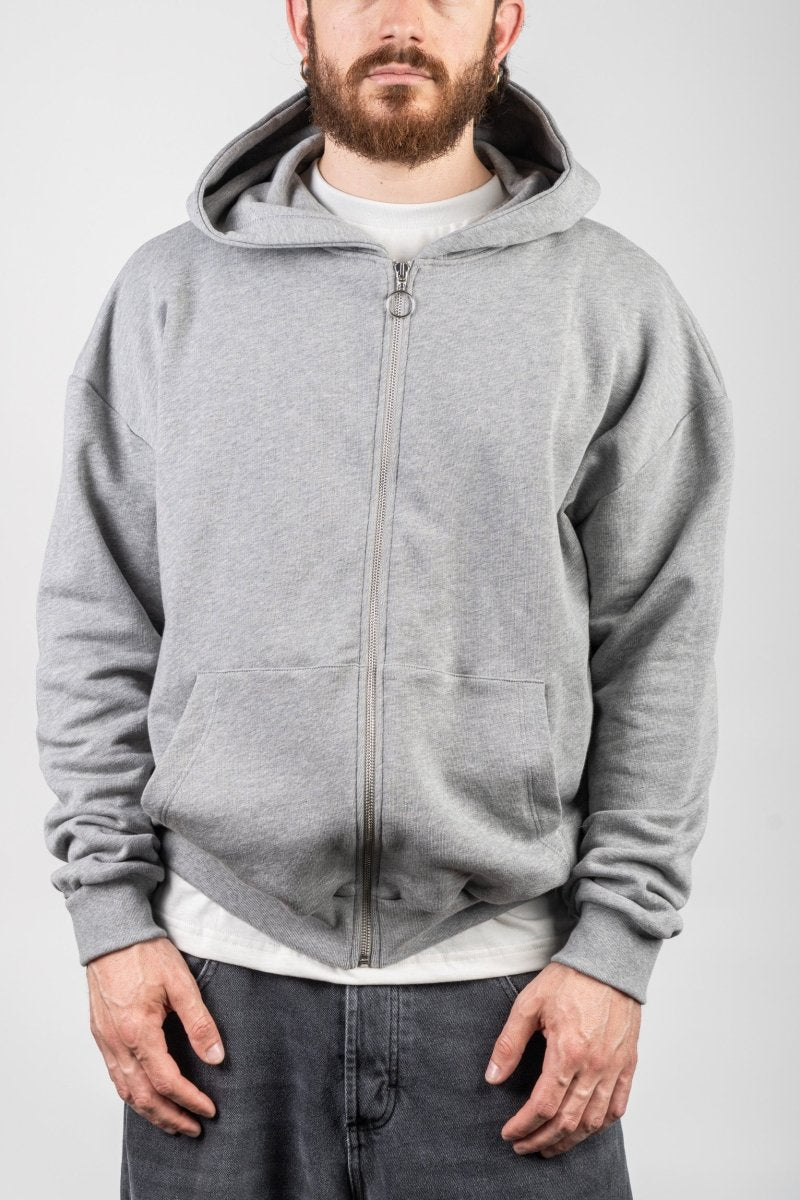 GREY ZIP HOODIE - Benevierre