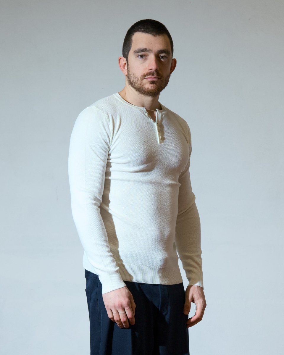 HENLEY BUTTON WHITE - Benevierre