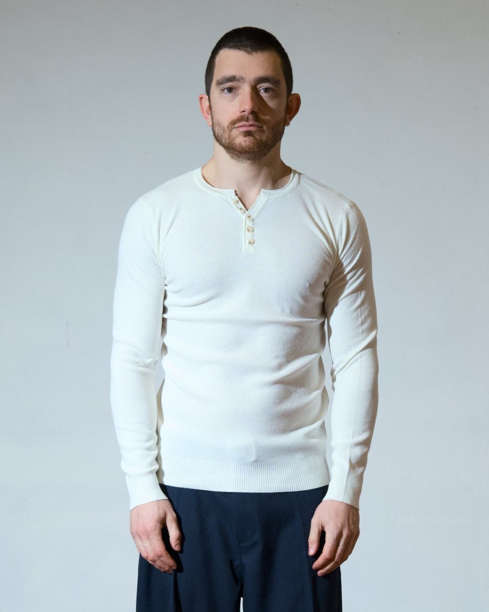 HENLEY BUTTON WHITE - Benevierre