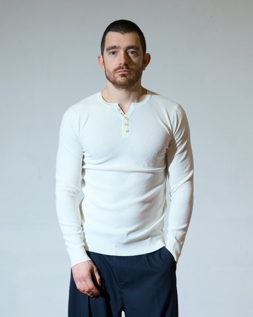 HENLEY BUTTON WHITE - Benevierre