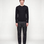 HENLEY KNIT LONG SLEEVE BLACK x - Benevierre