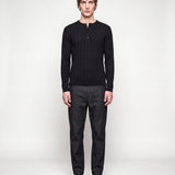 HENLEY KNIT LONG SLEEVE BLACK x - Benevierre