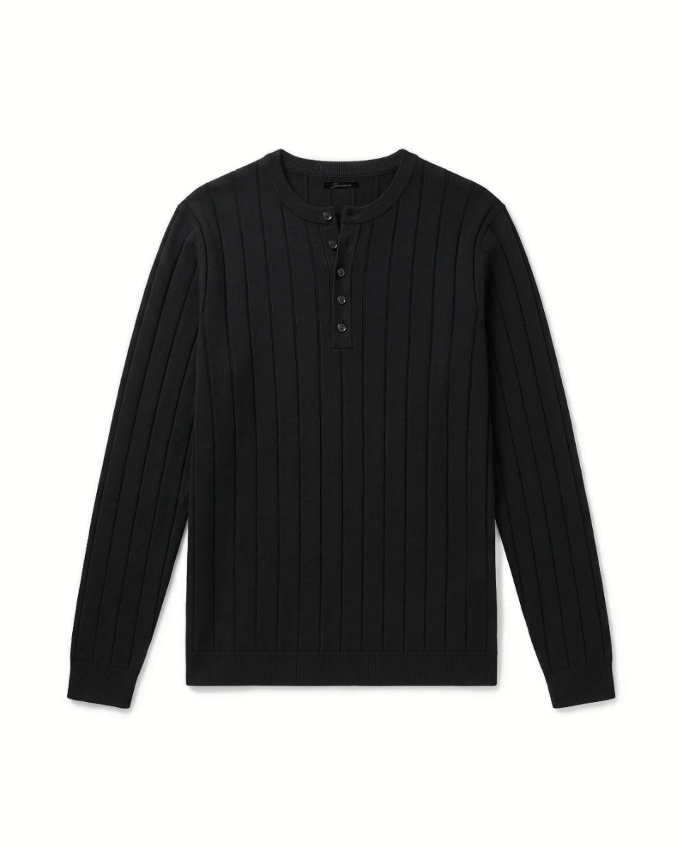 HENLEY KNIT LONG SLEEVE BLACK x - Benevierre