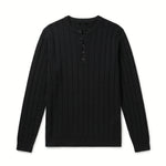 HENLEY KNIT LONG SLEEVE BLACK x - Benevierre