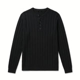 HENLEY KNIT LONG SLEEVE BLACK x - Benevierre