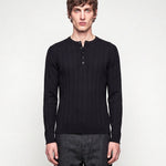 HENLEY KNIT LONG SLEEVE BLACK x - Benevierre
