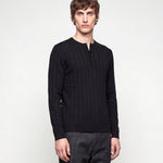 HENLEY KNIT LONG SLEEVE BLACK x - Benevierre