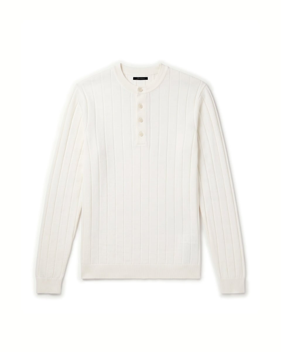 HENLEY KNIT LONG SLEEVE NATURALE - Benevierre