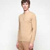 HENLEY KNIT LONG SLEEVE SAND x - Benevierre