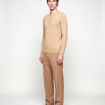 HENLEY KNIT LONG SLEEVE SAND x - Benevierre