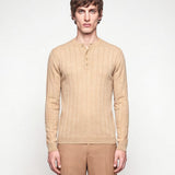 HENLEY KNIT LONG SLEEVE SAND x - Benevierre