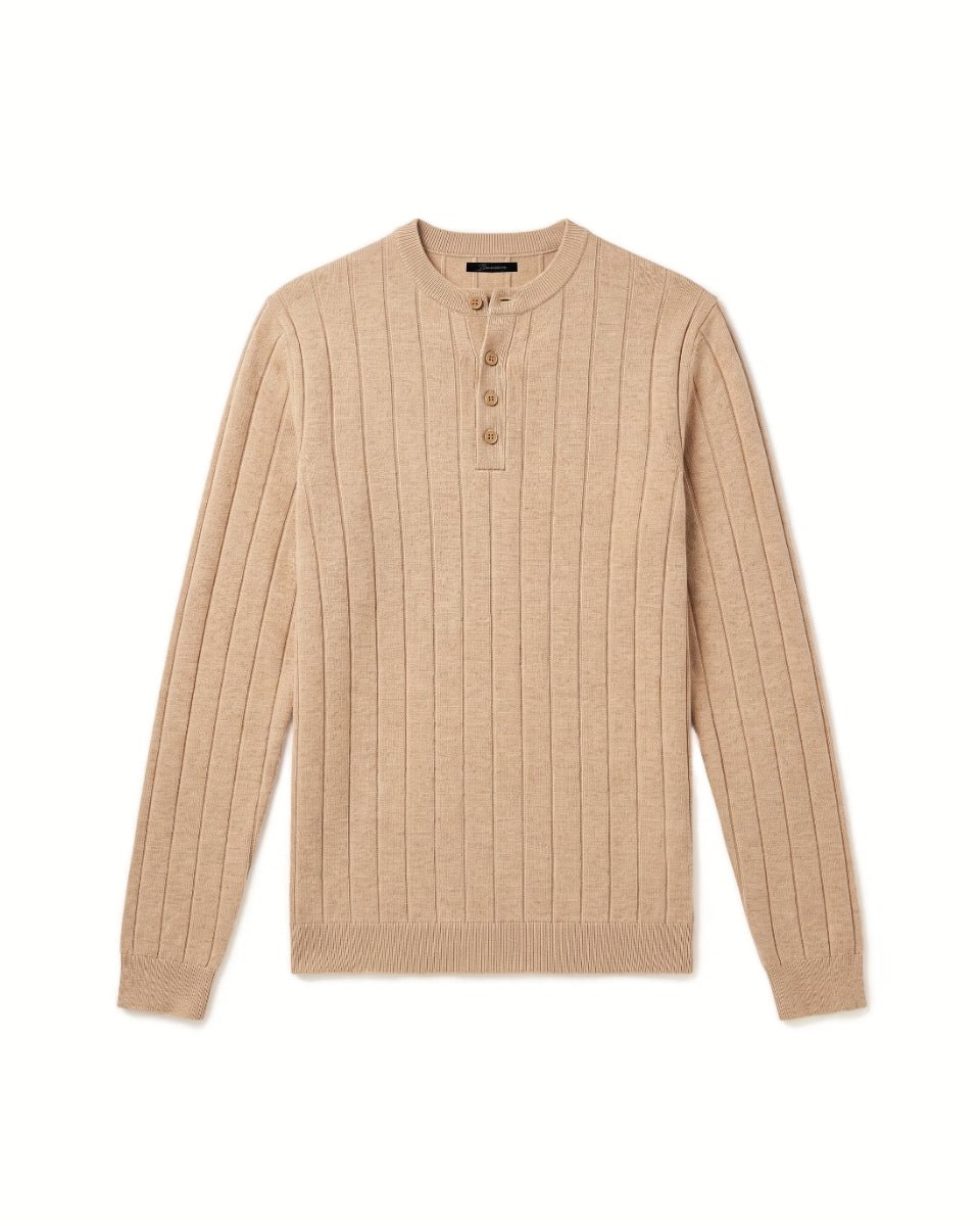 HENLEY KNIT LONG SLEEVE SAND x - Benevierre