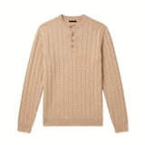 HENLEY KNIT LONG SLEEVE SAND x - Benevierre
