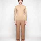 HENLEY KNIT LONG SLEEVE SAND x - Benevierre