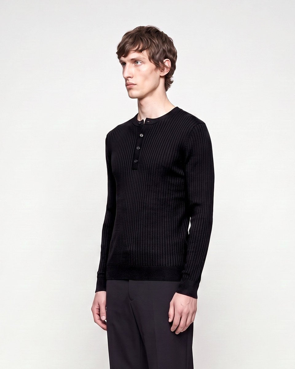 HENLEY LONGUE-SLEEVE BLACK - Benevierre