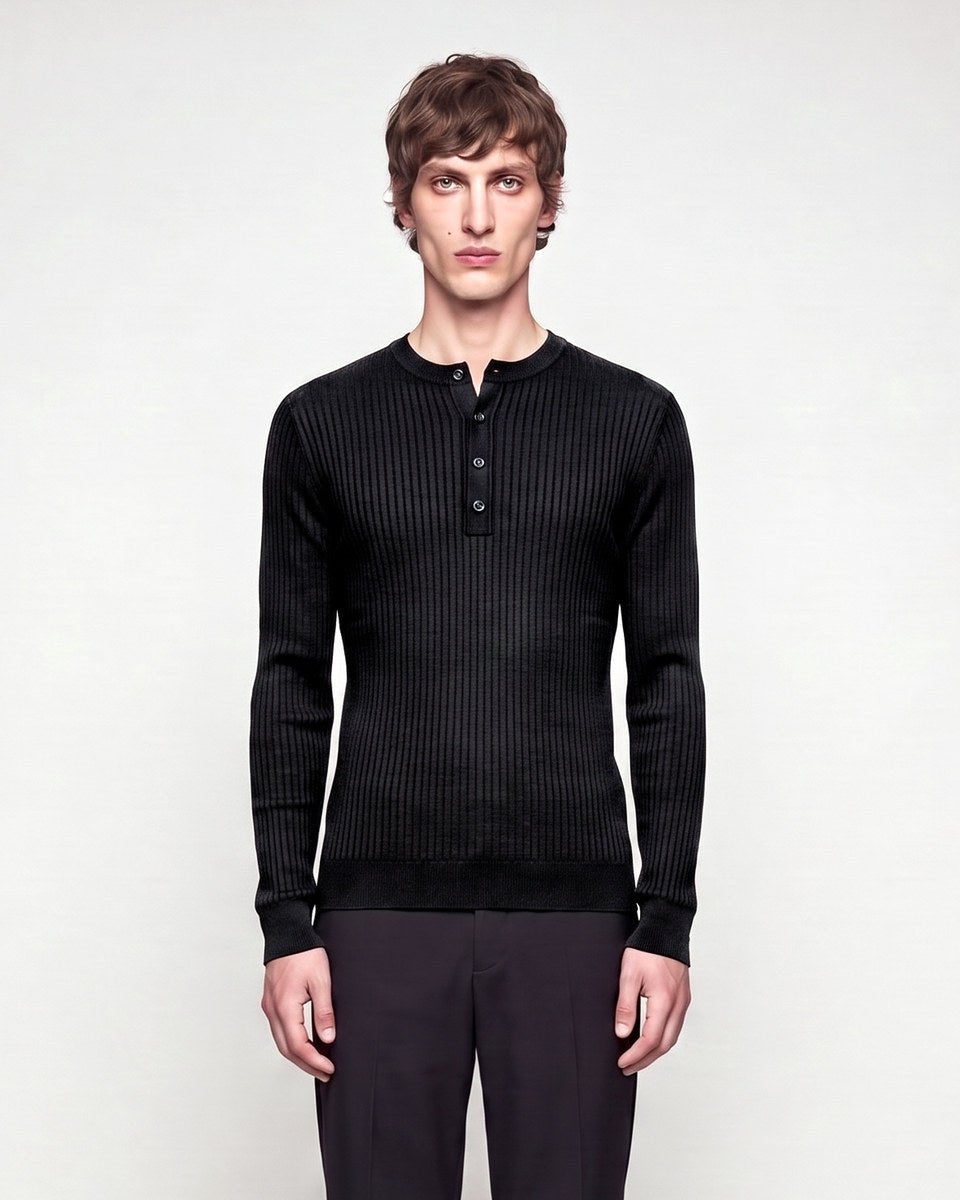 HENLEY LONGUE-SLEEVE BLACK - Benevierre